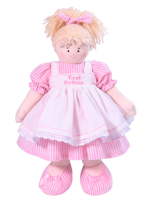 First Birthday Cloth Doll Pink Blond 41cm Kate Finn