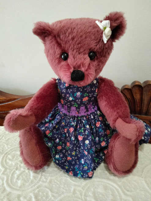 Bespoke Pretty Plumb Mohair Teddy, 30cm Canterbury Bears, England