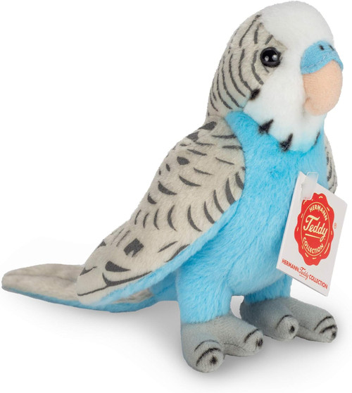 Budgerigar Bird Soft Plush Toy Blue, 13cm, Teddy Hermann - 941590