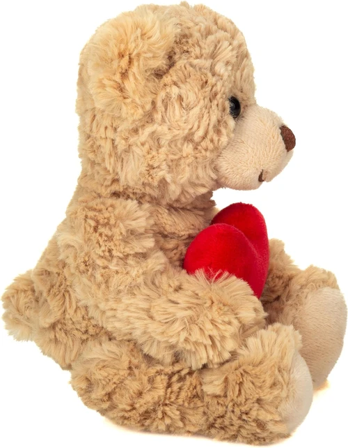 Side View Beige Love Teddy Bear with Heart Teddy Hermann Germany 20cm 913313