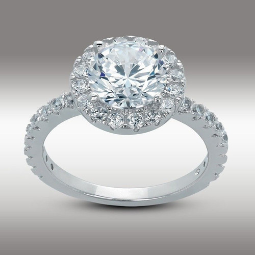 3.10 Ct Brilliant Round cut Halo Engagement Ring Lab Diamond Solid 14K W Gold 3