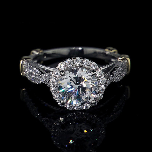 3.27 Ct Brilliant Cut Split Shank Halo Lab Engagement Ring 14K Solid White Gold 1
