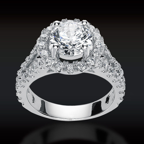 3.44 CT Round Cut Halo Lab Engagement Ring with Split Shank in 14K White Gold 1