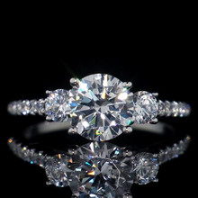 2.46 ct Three Stone Created Diamond Engagement Ring 14K Solid White Gold 1