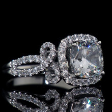 3.80 Ct Vintage Infinity Lab Diamond Cushion Halo Engagement Ring 14k White Gold 1