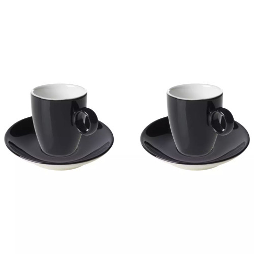 Maastricht Porselein  Bart  Cafe Espressotasse und Untertasse Farbe 6,5 cl Schwarz 2 Stück
