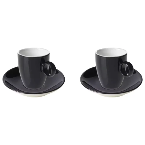 Maastricht Porselein Espressokop en schotel Bart Colour Cafe 6.5 cl Zwart 2 stuks