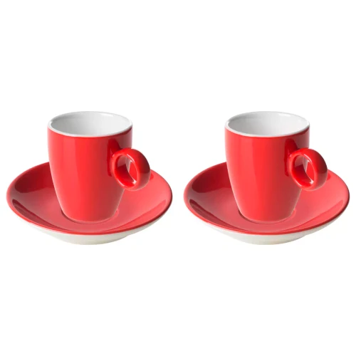Maastricht Porselein Espressokop en schotel Bart Colour Cafe 6.5 cl Rood 2 stuks