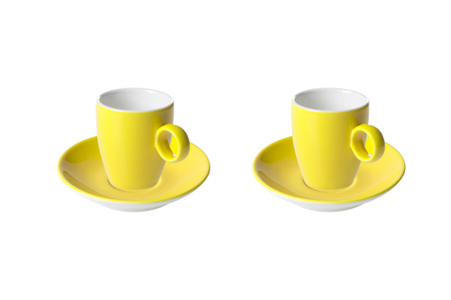 Maastricht Porselein  Bart  Cafe Espressotasse und Untertasse Farbe 6,5 cl Gelb 2 Stück Maastricht Porselein  Bart  Cafe Espressotasse und Untertasse Farbe 6,5 cl Gelb 2 Stück