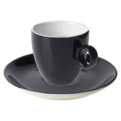 Maastricht Porselein Schotel en koffiekop Bart Colour Cafe 17 cl Zwart 2 stuks