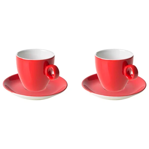 Maastricht Porselein Schotel en koffiekop Bart Colour Cafe 17 cl Rood 2 stuks