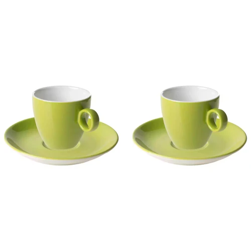 Maastricht Porselein Koffiekop en schotel Bart Colour Cafe 17 cl Groen 2 stuks