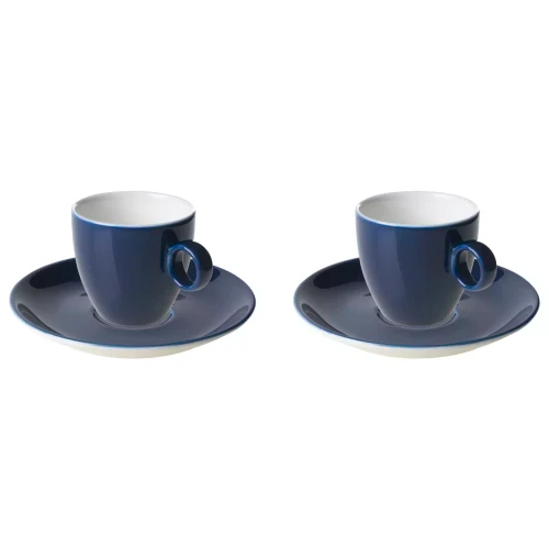 Maastricht Porselein Koffiekop en schotel Bart Colour Cafe 17 cl Blauw 2 stuks