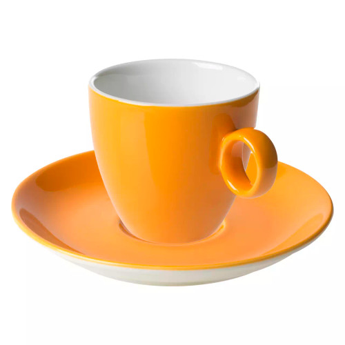 Maastricht Porselein Koffiekop en schotel Bart Colour Cafe 17 cl Oranje 2 stuks