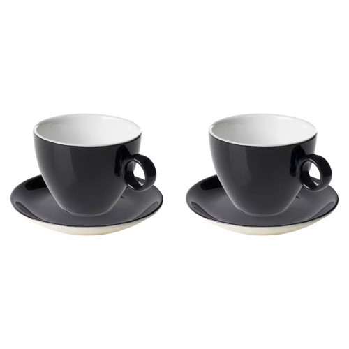 Maastricht Porselein Cappuccinokop en schotel Bart Colour Cafe 23 cl Zwart 2 stuks
