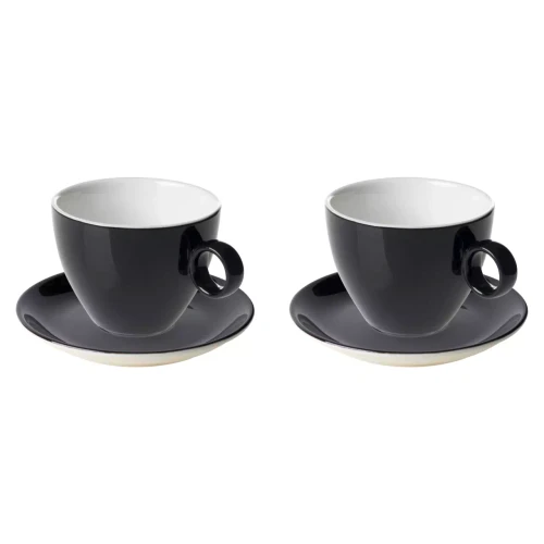 Maastricht Porselein Cappuccinokop en schotel Bart Colour Cafe 23 cl Zwart 2 stuks