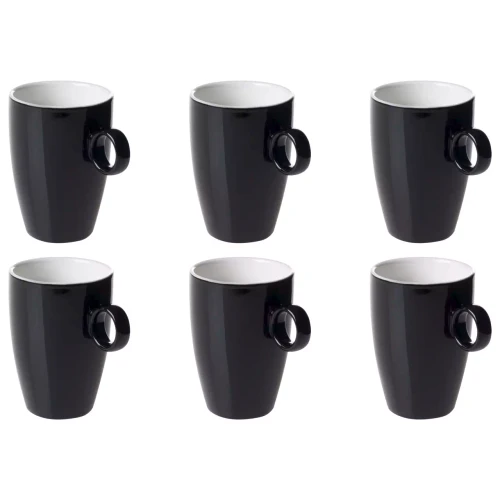 Maastricht Porselein Beker Bart Colour Cafe 23 cl Zwart 6 stuks