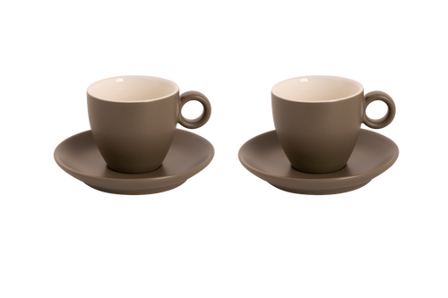 Maastricht Porselein  Bart  Cafe Kaffeetasse und Untertasse Farbe 17 cl Braun 2 Stück