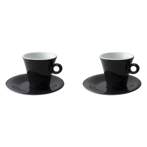 Maastricht Porselein  Finn Cappuccinotasse und Untertasse Farbe 20 cl 15,5 cm Schwarzes Porzellan 2 Stück
