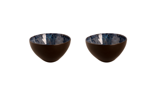Palmer Bowl Lester 15 cm 80 cl Black Blue Stoneware 2 pcs.