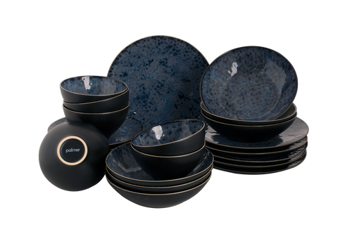 Palmer  Lester Geschirrset Steingut 6-Personen 24-teilig Schwarz Blau Palmer  Lester Geschirrset Steingut 6-Personen 24-teilig Schwarz Blau
