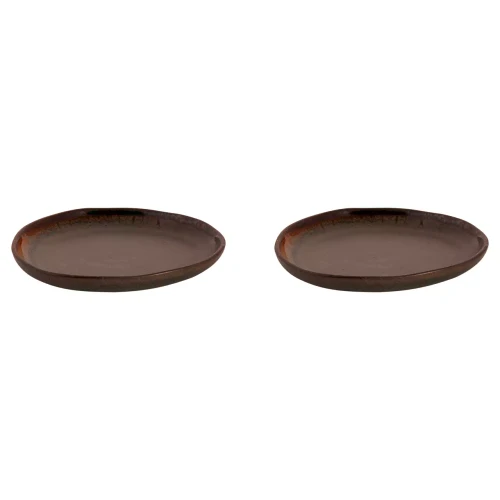 Palmer Plate David Mucky 17 cm Brown Stoneware 2 pieces
