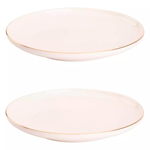 Maastricht Porselein Bord Ligne D'or 27 cm Wit Goud Porselein 2 stuks