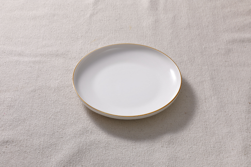 Maastricht Porselein Plate Ligne D'or 21 cm White Gold Porcelain 2 pcs.