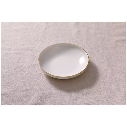 Maastricht Porselein Plate deep Ligne D'or 19 cm White Gold Porcelain 2 pcs.