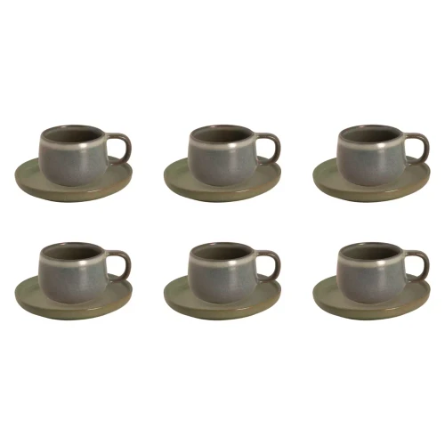 Palmer Cup and saucer Sandy Loam 27.5 cl - 14.5 cm Green 6 pieces