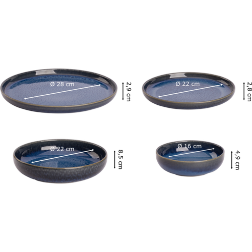 Palmer  Jory Tafelservice Steingut 6-Personen 24-teilig Blau Palmer  Jory Tafelservice Steingut 6-Personen 24-teilig Blau