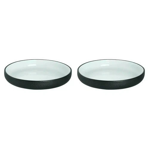 Maastricht Porselein Plate deep Cosmic 20 cm Black White Porcelain 2 pcs.