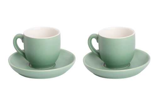 Palmer Koffiekop en schotel Colors Mat 14 cl 12 cm Groen Porselein 2 stuks