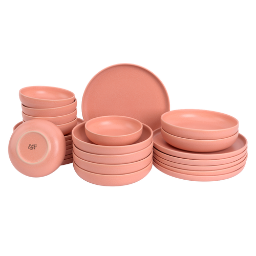 James Cooke Dinnerware set Bliss Stoneware 6-person 24-piece Pink James Cooke Dinnerware set Bliss Stoneware 6-person 24-piece Pink