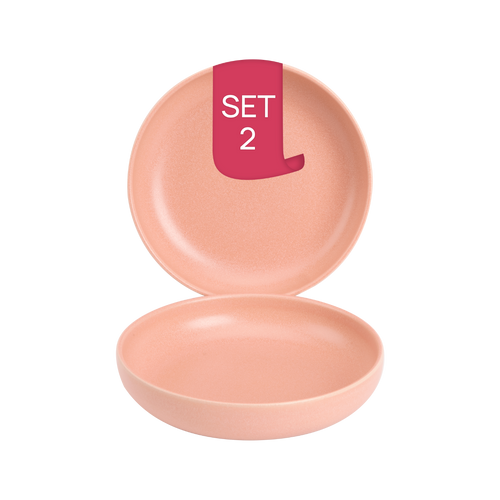 James Cooke Plate deep Bliss 22 cm Pink Stoneware 2 pcs. James Cooke Plate deep Bliss 22 cm Pink Stoneware 2 pcs.