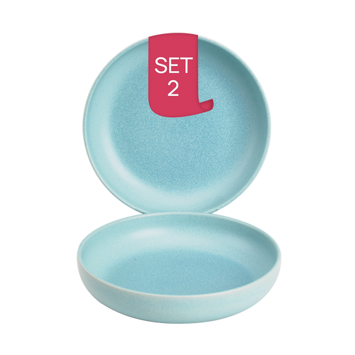 James Cooke Plate deep Bliss 22 cm Light Blue Stoneware 2 pcs.