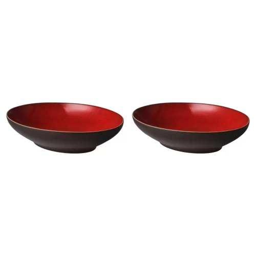 Palmer Plate deep Lava 23 cm Brown Red Stoneware 2 pcs.