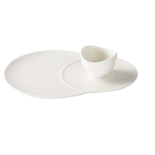 Vivo Serving plate with dip bowl Voice Basic Porcelain 4-piece Vivo Serving plate with dip bowl Voice Basic Porcelain 4-piece