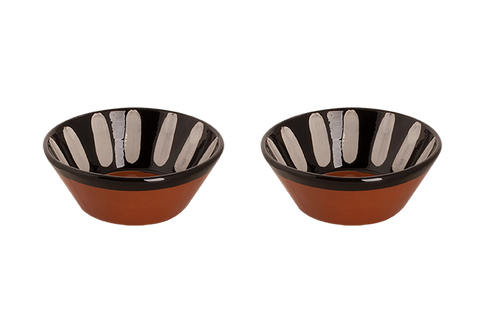 Colori Del Sud Mezquita Stripe Bowl 18 cm 80 cl Black 2 pcs.