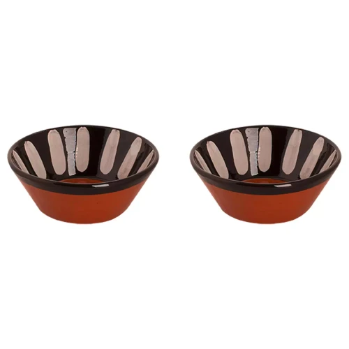 Colori Del Sud Mezquita Stripe Schaal 18 cm 80 cl Zwart 2 stuks