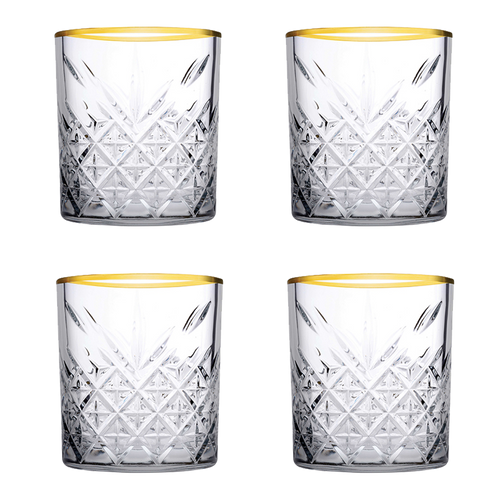 Pasabahce Water glass with gold rim Timeless 35.5 cl - Transparent Gold 4 pieces
