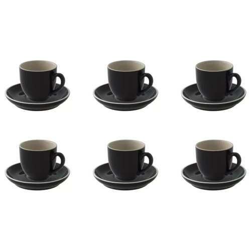 Palmer  Colors Tasse und Untertasse 14 cl - 12 cm Schwarz 6 Stück