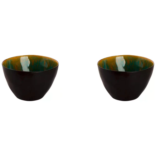 Palmer  Lotus Schüssel 15 cm 1 l Türkis Steingut 2 Stück