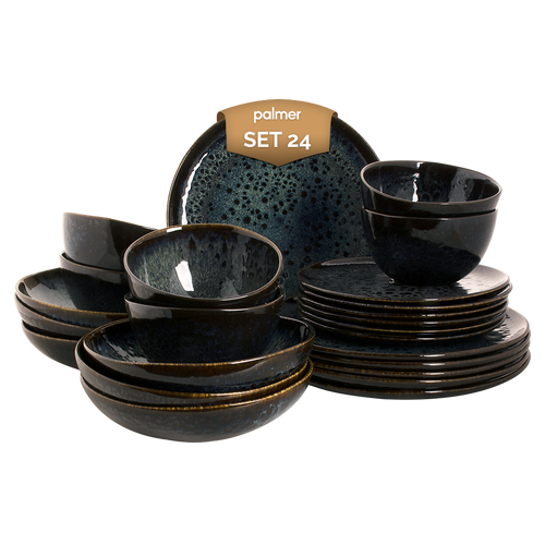 Palmer  Eccentric Tafelservice Steingut 6-Personen 24-teilig Blau Palmer  Eccentric Tafelservice Steingut 6-Personen 24-teilig Blau