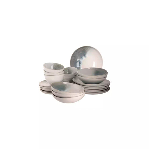 Palmer Dinnerware set Nordic Stoneware 6-person 24-piece White Green