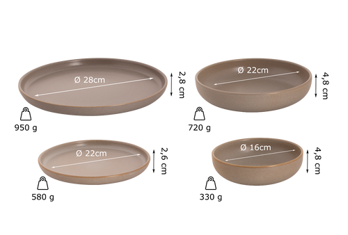 Palmer  Sandy Loam Geschirrset Steingut 6-Personen 24-teilig Grau Palmer  Sandy Loam Geschirrset Steingut 6-Personen 24-teilig Grau