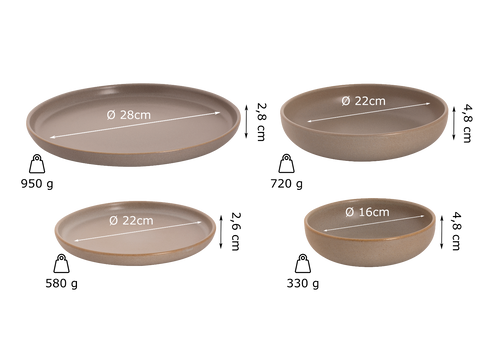 Palmer Dinnerware set Sandy Loam Stoneware 6-person 24-piece Gray