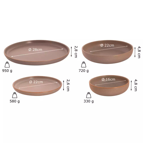 Palmer  Sandy Loam Geschirrset Steingut 6-Personen 24-teilig Grau