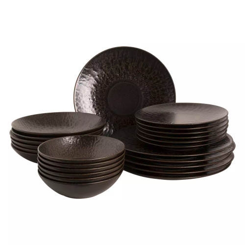 Palmer  Ruston Geschirrset Steingut 6-Personen 24-teilig Braun