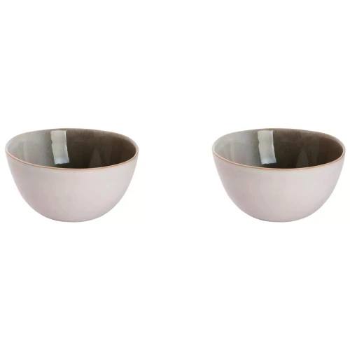Palmer Bowl Nordic 15 cm 90 cl White Green Stoneware 2 pcs.